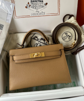 에르메스 미니 켈리백 20 카멜 금장 앱송